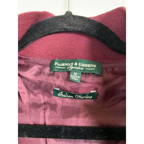 Fairway & Greene Italian Merino Wool Burgundy Quarter Zip Sweater Size Medium - Picture 3 of 16